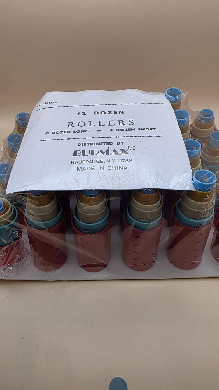 Vintage 12 Dozen Hair Rollers Set - Blue and Pink Salon Pack